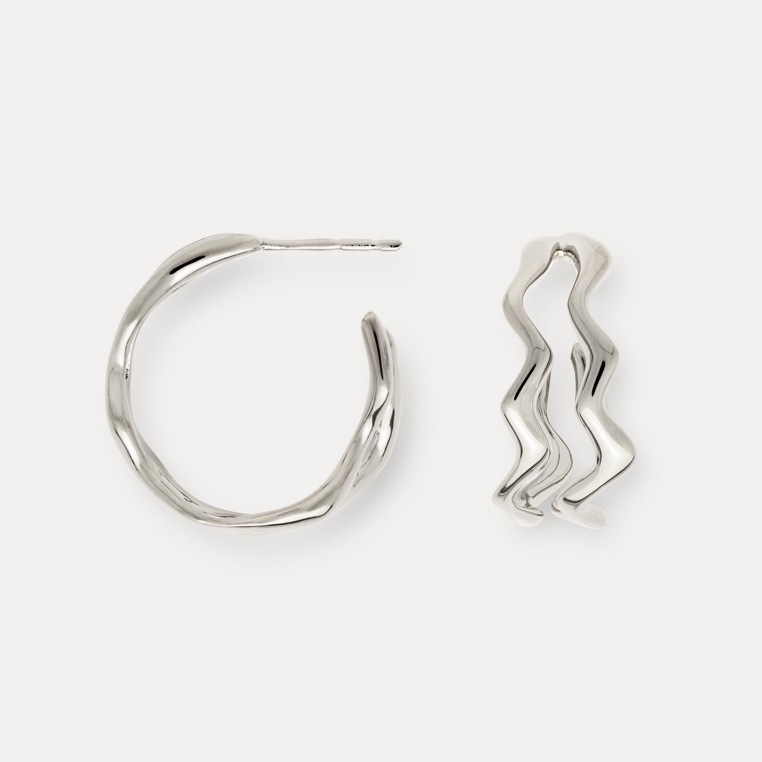 Poise Double Hoop Earring, recycled Sterling Silver - VEYIA Berlin