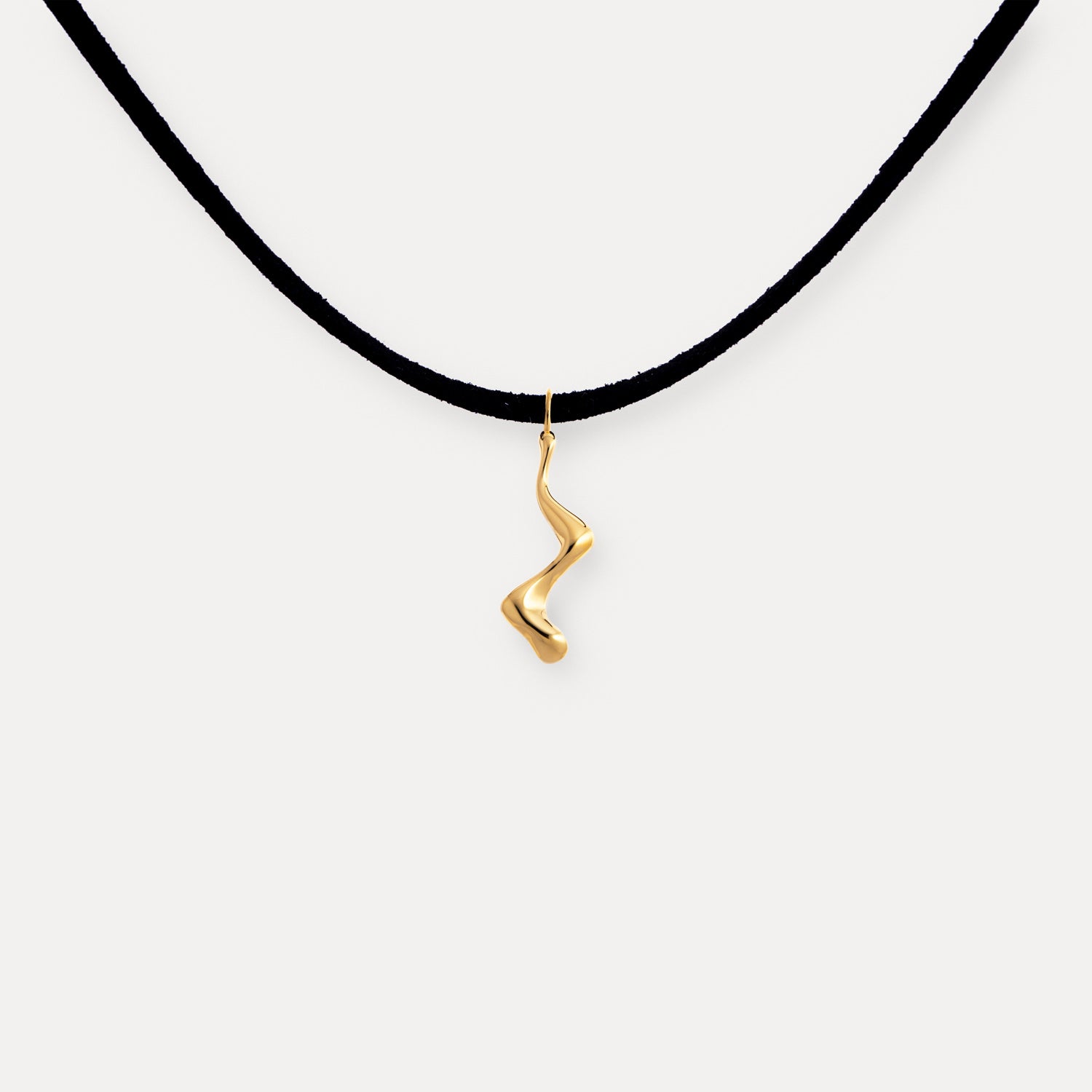 Poise Flow Pendant Faux Suede Choker, recycled 18k Gold Vermeil and Alcantara - VEYIA Berlin