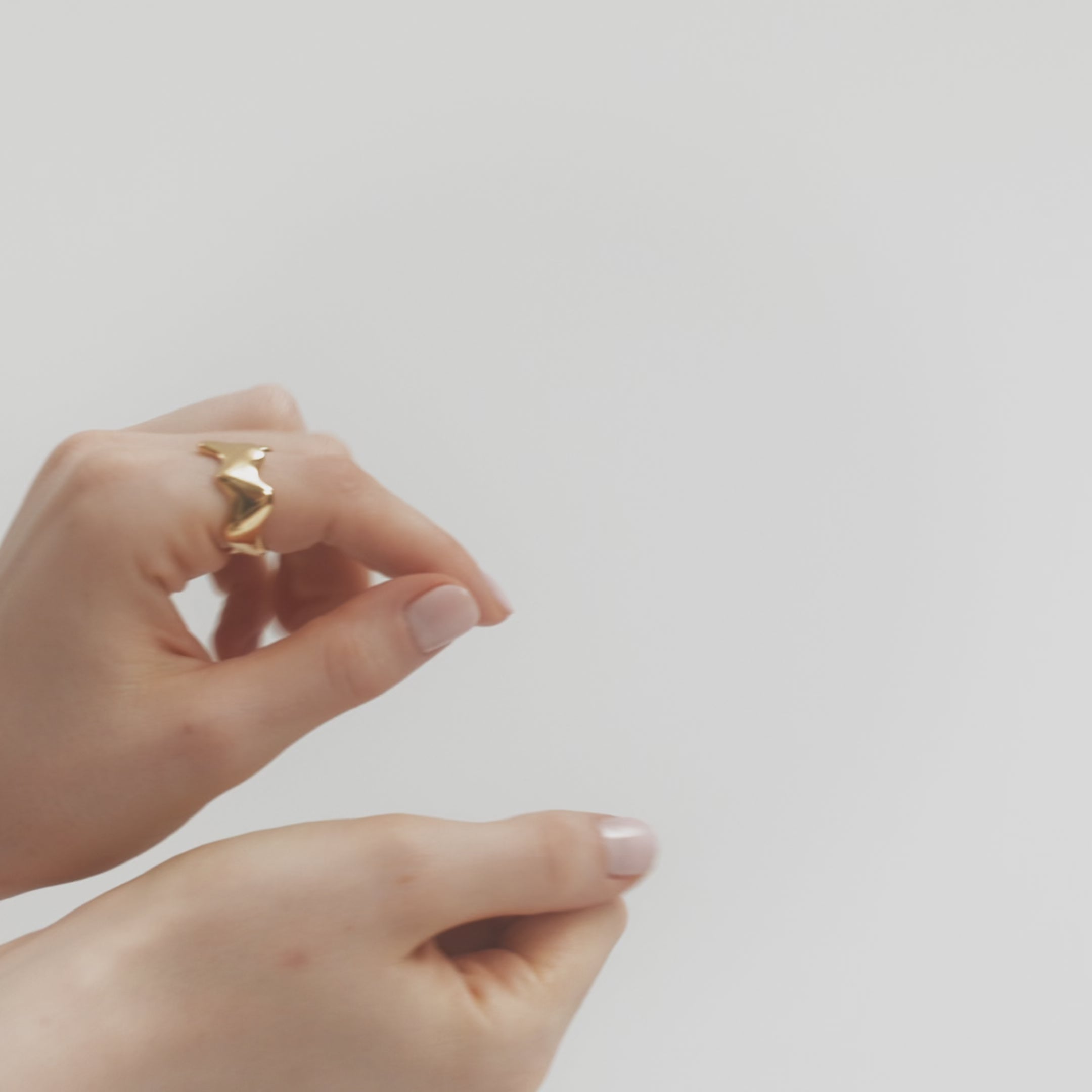 Poise Bold Wide Ring in 18k Gold Vermeil shown on a hand.