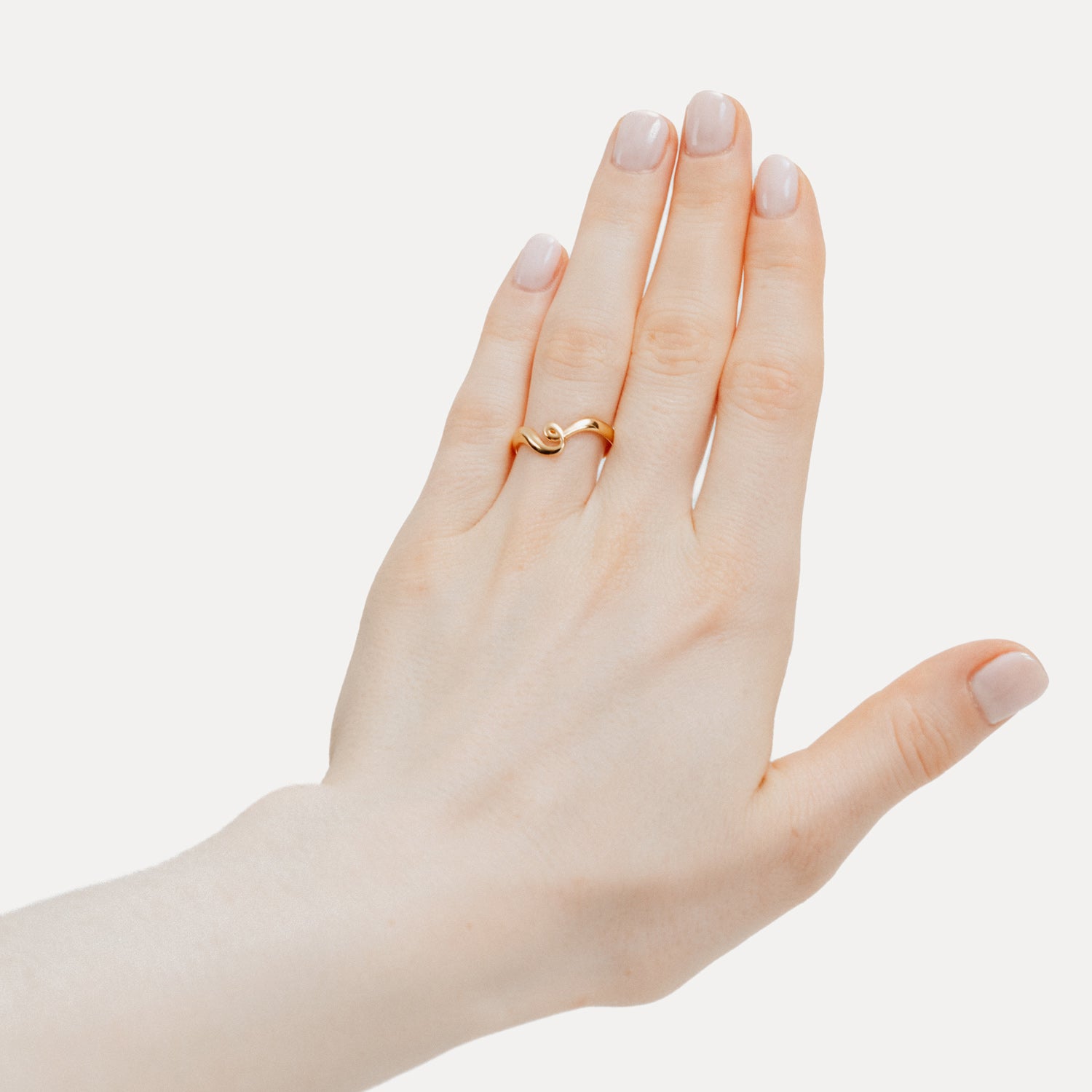 Poise Twirl Ring, recycled 18k Gold Vermeil, shown on hand - VEYIA Berlin